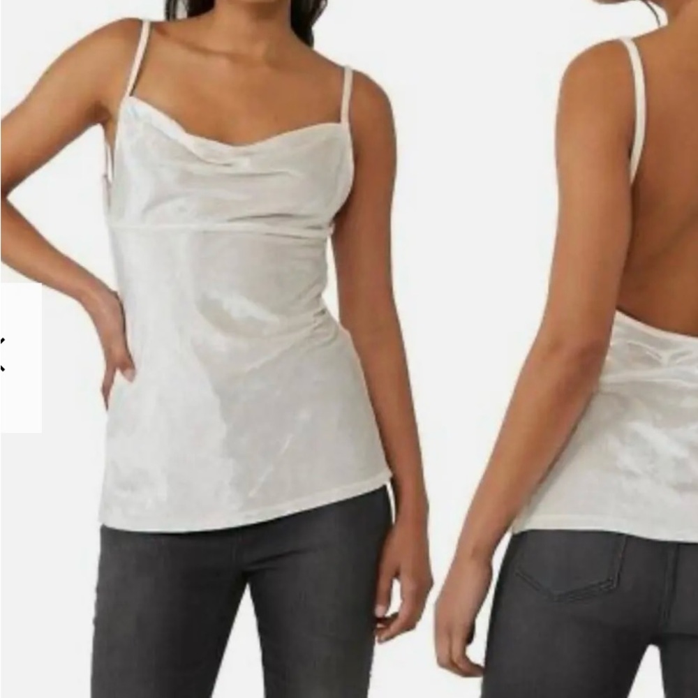 Free People All Night Velvet Top Champagne Open Back